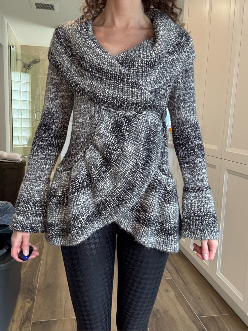 White House Black Market Grey Bell Sleeve Sweater